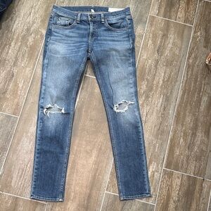 rag & bone DRE Blue Distressed Ankle Jeans